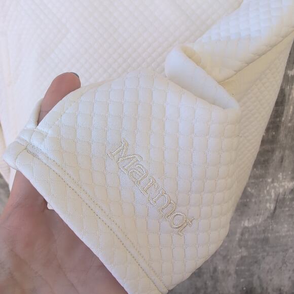 Marmot Annie Micro Quilted Funnel Neck Sweatshirt Women's Large Ivory Minimalist - Picture 2 of 8